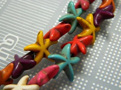 14MM Multi Colored Synthetic Howlite Starfish Beads - Mixed Colors Starfish Sea - Thumbnail 4