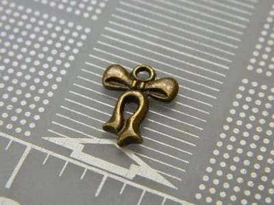 15MM Bronze Bow Ribbon Knot Charm Pendants - Tied Ribbon Bow Knot in Bronze - Thumbnail 2