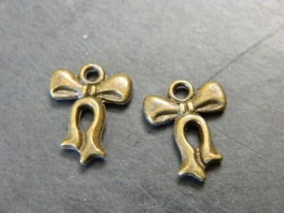 15MM Bronze Bow Ribbon Knot Charm Pendants - Tied Ribbon Bow Knot in Bronze - Thumbnail 4