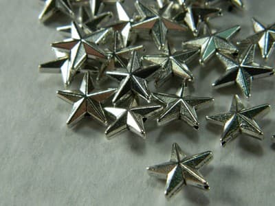 25) 12MM Silver Pewter Star Beads - Pewter Silver Spacer Beads - Metal Celestial - Image 1