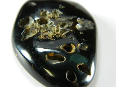 Light Orange/Black Agate Free Form Gemstone Pendant- Gemstone - Image 1