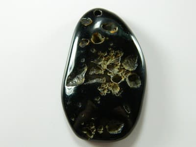 Light Orange/Black Agate Free Form Gemstone Pendant- Gemstone - Thumbnail 2