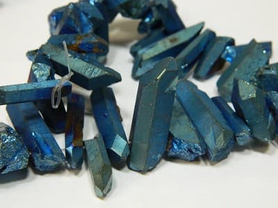 Dusky Slate Green Tusk Crystal Rock Quartz Beads - Small Quartz Crystal - Thumbnail 4