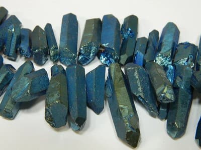 Dusky Slate Green Tusk Crystal Rock Quartz Beads - Small Quartz Crystal - Image 1