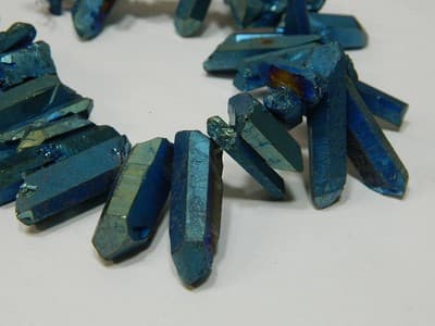 Dusky Slate Green Tusk Crystal Rock Quartz Beads - Small Quartz Crystal - Thumbnail 7