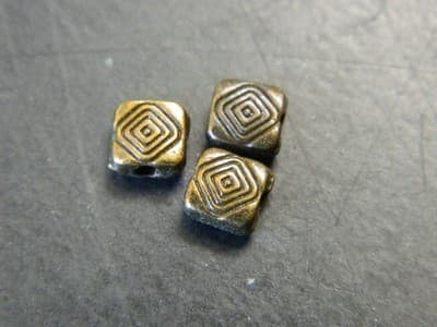 6MM Reddish Bronze Flat Square Imprinted Line Spacer Beads - Metal Spacer Bead - Thumbnail 3
