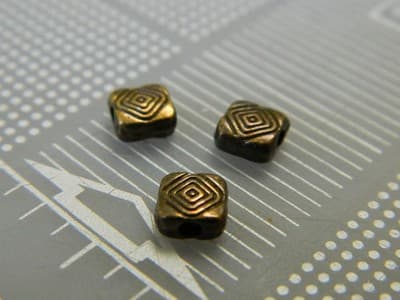 6MM Reddish Bronze Flat Square Imprinted Line Spacer Beads - Metal Spacer Bead - Thumbnail 4