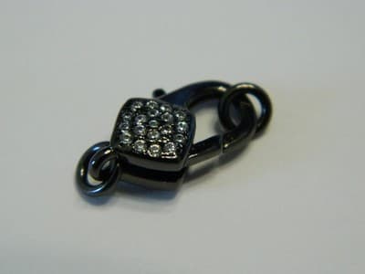 17MM Brass Gunmetal Black Pave Grade AAA Cubic Zirconia Lobster Claw Clasp - - Thumbnail 3