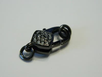 17MM Brass Gunmetal Black Pave Grade AAA Cubic Zirconia Lobster Claw Clasp - - Thumbnail 5