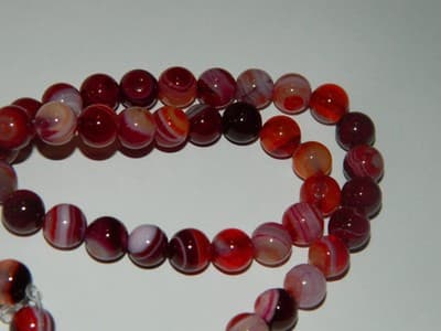 8MM Natural Dark Red Banded Agate Gemstone Beads - Striped Banded Red Agate - Thumbnail 6