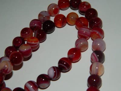 8MM Natural Dark Red Banded Agate Gemstone Beads - Striped Banded Red Agate - Thumbnail 5