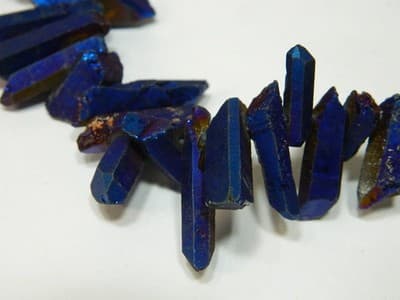 Dusky Dark Blue Tusk Crystal Rock Quartz Beads - 2 Strands Per Order - Thumbnail 4
