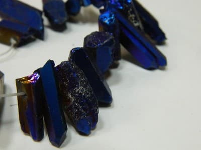 Dusky Dark Blue Tusk Crystal Rock Quartz Beads - 2 Strands Per Order - Thumbnail 8