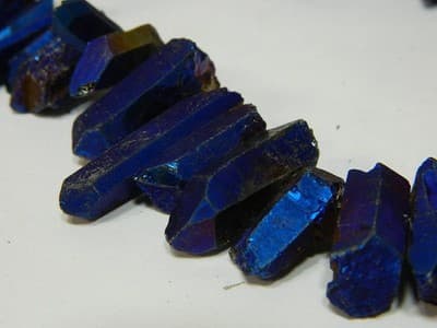 Dusky Dark Blue Tusk Crystal Rock Quartz Beads - 2 Strands Per Order - Thumbnail 7