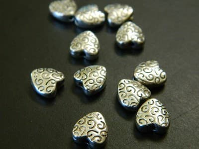 Antiqued Silver Tibetan Style Metal Alloy Heart Spacer Beads - Hearts With - Thumbnail 5