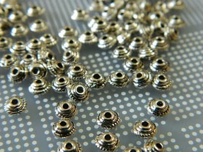 5MM Tibet Silver Spacer Beads - Small Tibetan Metal Beads - Jewelry Making - Thumbnail 5