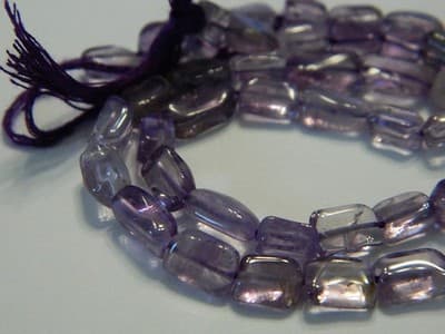 Hand-Cut Natural Light to Medium Amethyst Gemstone Rectangle Beads From India - - Thumbnail 2