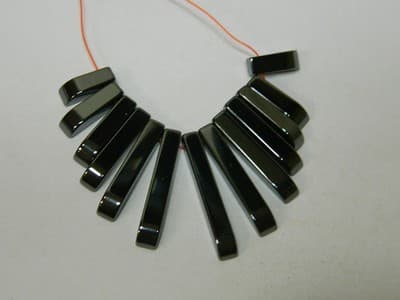 Graduated Dark Gray Hematite Stick Bead Focal - Non-Magnetic Hematite Graduated - Thumbnail 2