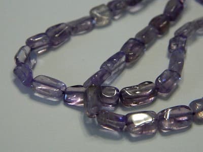 Hand-Cut Natural Light to Medium Amethyst Gemstone Rectangle Beads From India - - Thumbnail 3