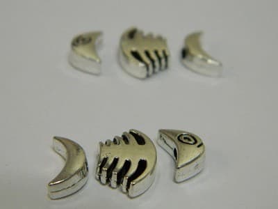 20MM Bone Fish 3 Piece Set Silver Pewter Fish Beads - Skeletal Fish Bone Spacer - Thumbnail 5