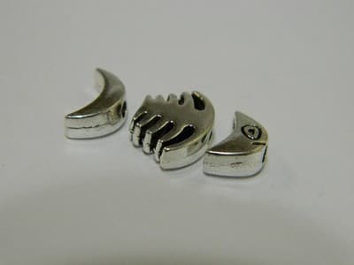 20MM Bone Fish 3 Piece Set Silver Pewter Fish Beads - Skeletal Fish Bone Spacer - Thumbnail 6