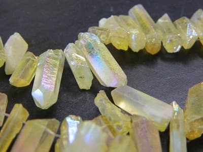 Champagne Yellow Tusk Crystal Rock Quartz Beads -Small Quartz Crystal - Thumbnail 2