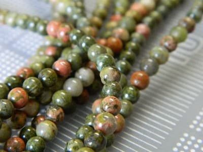 4MM Natural Unakite Gemstone Round Beads - Unakite Round Stone Beads - Image 1