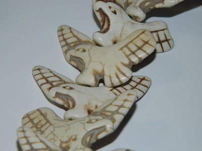 Synthetic Howlite White Tribal Eagle Pendant Bead - Eagle In Flight Focal - Image 1