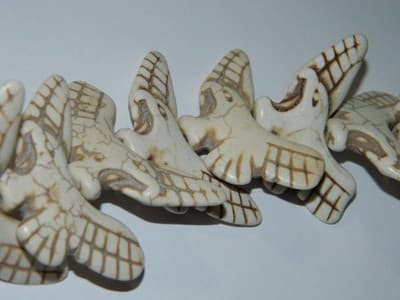 Synthetic Howlite White Tribal Eagle Pendant Bead - Eagle In Flight Focal - Thumbnail 4