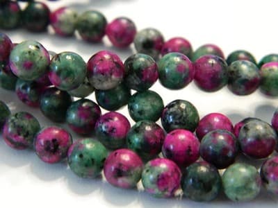 6mm Round Sesame Jasper Ruby in Zoisite Beads - Ruby - Thumbnail 4