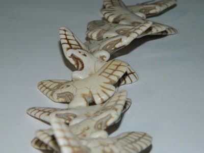 Synthetic Howlite White Tribal Eagle Pendant Bead - Eagle In Flight Focal - Thumbnail 2