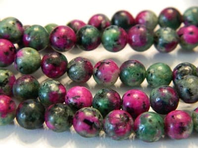 6mm Round Sesame Jasper Ruby in Zoisite Beads - Ruby - Thumbnail 2