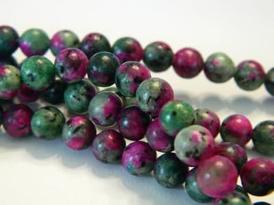 6mm Round Sesame Jasper Ruby in Zoisite Beads - Ruby - Image 1