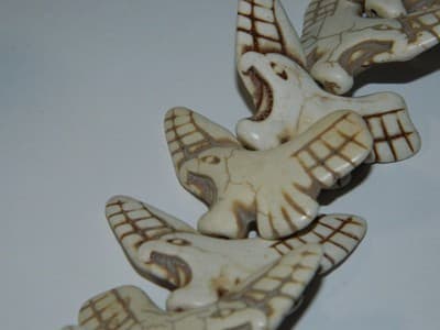 Synthetic Howlite White Tribal Eagle Pendant Bead - Eagle In Flight Focal - Thumbnail 5