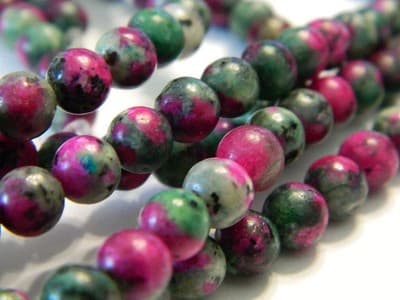 6mm Round Sesame Jasper Ruby in Zoisite Beads - Ruby - Thumbnail 3