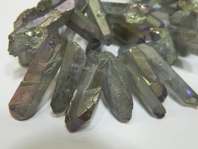 Dark Khaki Tusk Crystal Rock Quartz Beads - Small Quartz Crystal. 2 Strands - Image 1