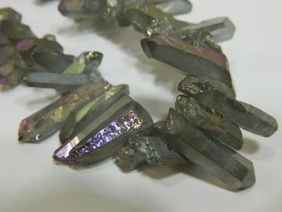 Dark Khaki Tusk Crystal Rock Quartz Beads - Small Quartz Crystal. 2 Strands - Thumbnail 2