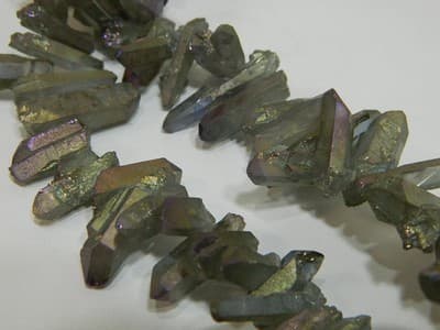 Dark Khaki Tusk Crystal Rock Quartz Beads - Small Quartz Crystal. 2 Strands - Thumbnail 4