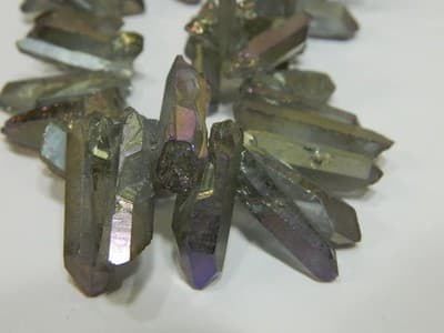 Dark Khaki Tusk Crystal Rock Quartz Beads - Small Quartz Crystal. 2 Strands - Thumbnail 6