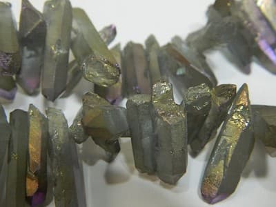 Dark Khaki Tusk Crystal Rock Quartz Beads - Small Quartz Crystal. 2 Strands - Thumbnail 3