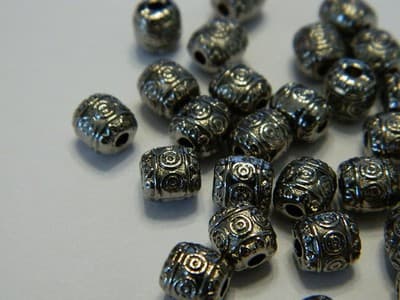 6MM Gunmetal Anti-Silver Pewter Barrel Spacer Beads- Metal Pewter Tibetan Style - Image 1