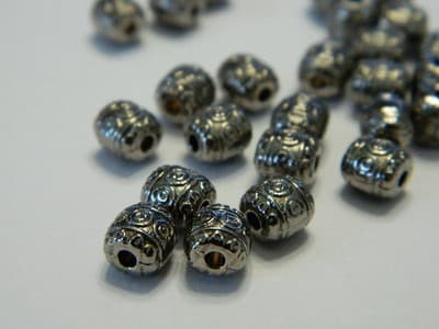 6MM Gunmetal Anti-Silver Pewter Barrel Spacer Beads- Metal Pewter Tibetan Style - Thumbnail 4