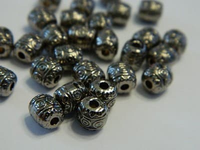 6MM Gunmetal Anti-Silver Pewter Barrel Spacer Beads- Metal Pewter Tibetan Style - Thumbnail 5