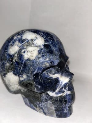 5.1” Sodalite Hand Carved Crystal Skull Realistic,Crystal Healing - Thumbnail 3