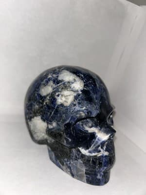 5.1” Sodalite Hand Carved Crystal Skull Realistic,Crystal Healing - Image 1