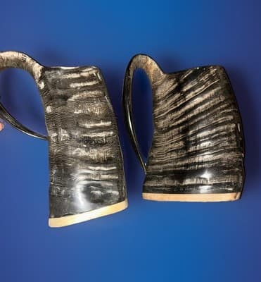 Viking Horn Drinking Mug Tankard Cup - Real Bull Horn Mug Just Like the - Thumbnail 2