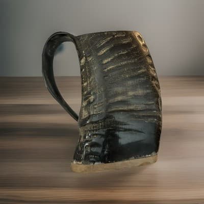 Viking Horn Drinking Mug Tankard Cup - Real Bull Horn Mug Just Like the - Image 1