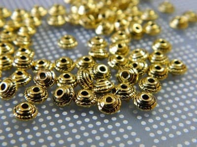 5MM Tibet Gold Spacer Beads - 100 Per Order Metal Beads - - Thumbnail 3