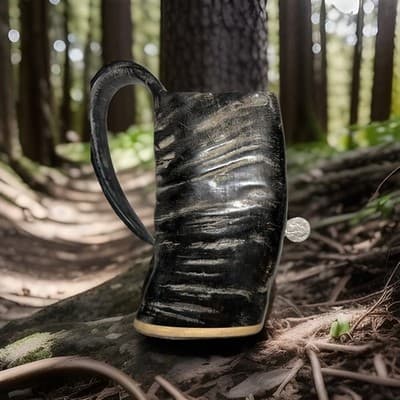Viking Horn Drinking Mug Tankard Cup - Real Bull Horn Mug Just Like the - Thumbnail 6