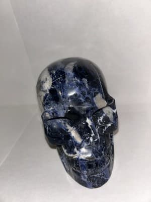 5.1” Sodalite Hand Carved Crystal Skull Realistic,Crystal Healing - Thumbnail 4